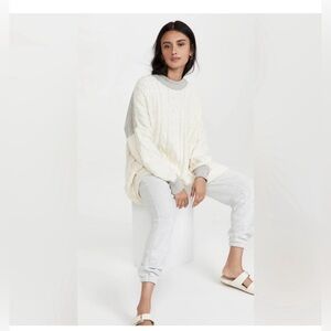 FREE PEOPLE Olympia Tunic Sweater | Ivory Combo MSRP $168 Size Large Oversized